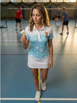 Damen-Weihnachts-T-Shirt mit Premium-Kragen ALTISPORT VOJ/ALWVN3TR05 BLAU