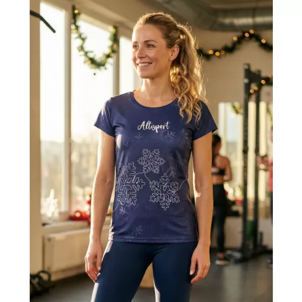  Premium-Weihnachts-T-Shirt für Damen ALTISPORT VOJ/ALWVN8TR06 DUNKELBLAU 
