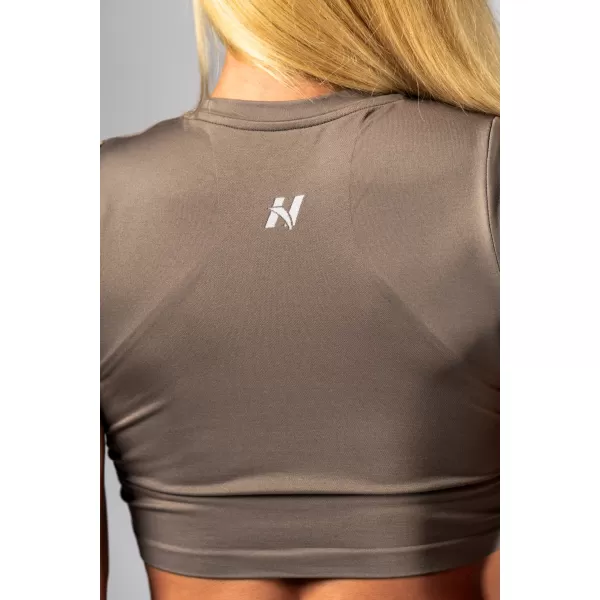  Nahtloses Crop-Top mit kurzen Ärmeln POWER 891 LIGHT BROWN ASH Nebbia 