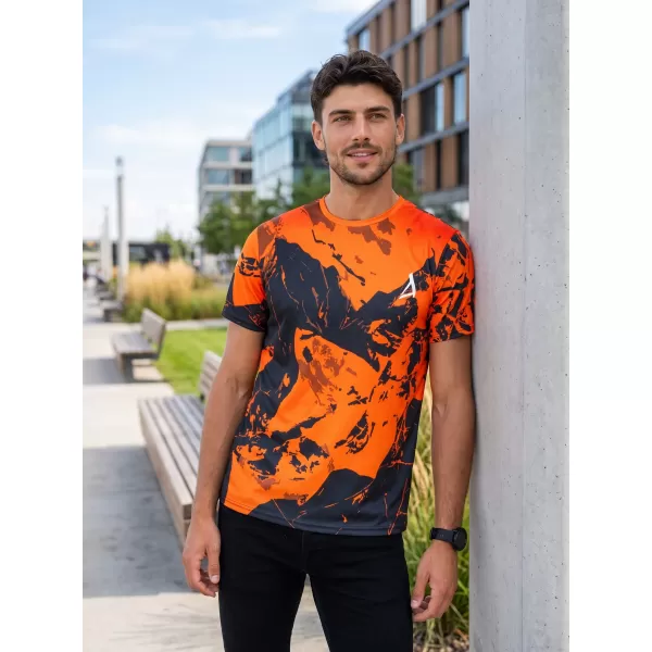  Premium-T-Shirt für Herren ALTISPORT VOJ/ALM131TR01 ORANGE/SCHWARZ 
