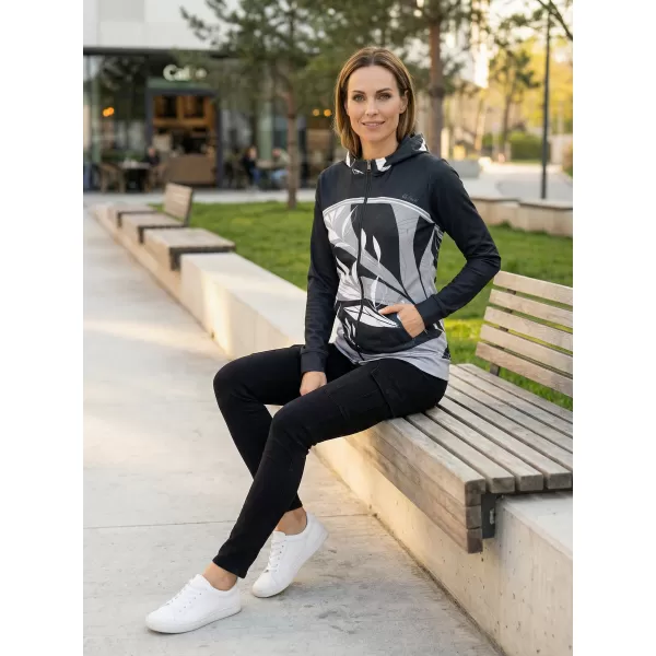  Hochwertiges Damen-Sweatshirt mit Reißverschluss ALTISPORT VOJ/ALW128MI02 SCHWARZ UND WEIß 