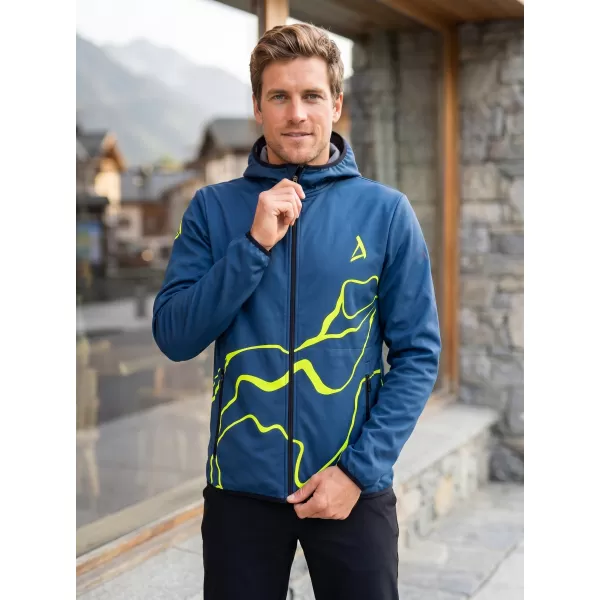  Premium-Softshelljacke für Herren ALTISPORT VOJ/ALM073JACK01 MARINEBLAU/NEONGELB 