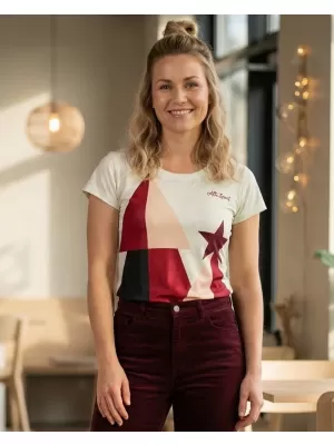 Premium-Weihnachts-T-Shirt für Damen ALTISPORT VOJ/ALWVN11TR06 CREMIG