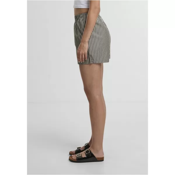 Damen-Shorts URBAN CLASSICS TB6845 OLIV/WEIß 