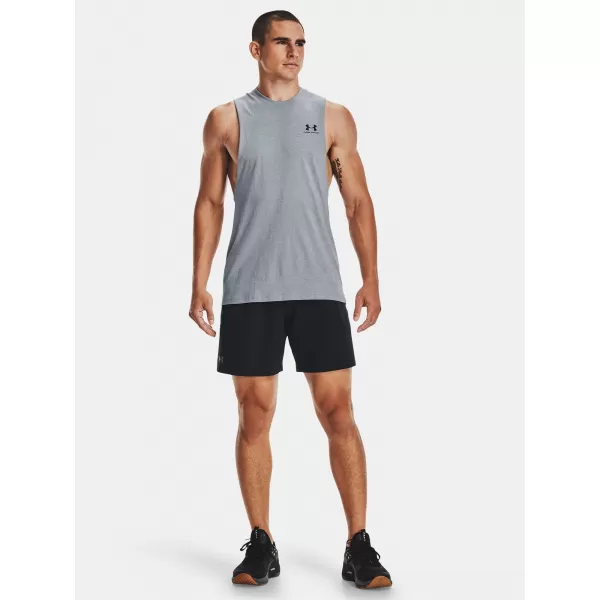  Herren-Tanktop UNDER ARMOUR LEFT CHEST CUT OFF TANK 1329286-035 GRAU 