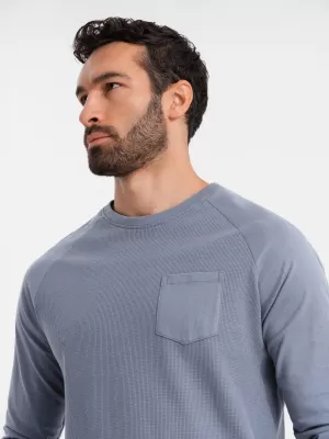 Herren-T-Shirt OMBRE OM-LSCL-0109 BLAUER DENIM
