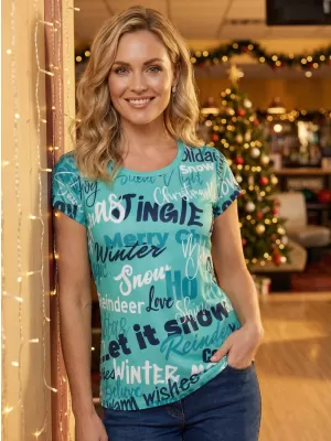 Premium-Weihnachts-T-Shirt für Damen ALTISPORT VOJ/ALWVN9TR06 BLAU
