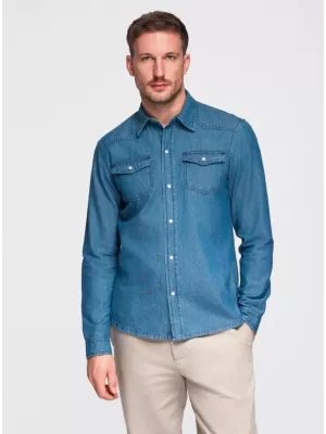 Herrenhemd OMBRE OM-SHDS-0210 BLAU