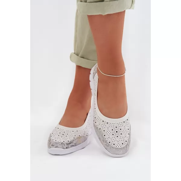  Ballerinas für Damen S.BARSKI GR61-5973 WEIß 
