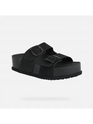 Damenhausschuhe GEOX SANDYBETT HIGH G012956 SCHWARZ