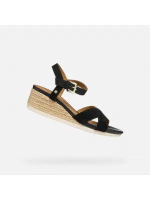 Damensandalen GEOX ISCHIA CORDA G000706 SCHWARZ