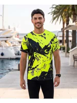Premium-T-Shirt für Herren ALTISPORT VOJ/ALM131TR01 FLUOGELB/SCHWARZ