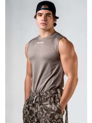 Nahtloses T-Shirt ohne Ärmel POWER 899 LIGHT BROWN ASH Nebbia