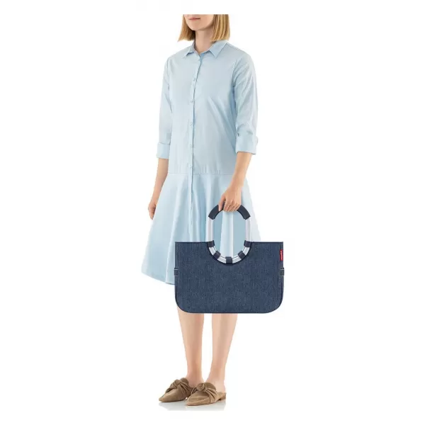 Tasche REISENTHEL Loopshopper M FISCHGRÄTENMUSTER DUNKELBLAU 