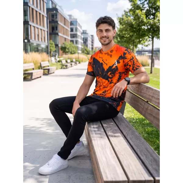  Premium-T-Shirt für Herren ALTISPORT VOJ/ALM131TR01 ORANGE/SCHWARZ 