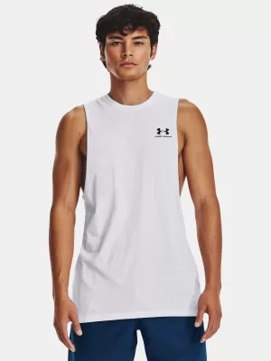 Herren-Tanktop UNDER ARMOUR LEFT CHEST CUT OFF TANK 1329286-100 WEIß