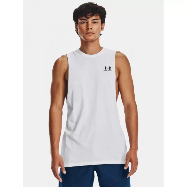  Herren-Tanktop UNDER ARMOUR LEFT CHEST CUT OFF TANK 1329286-100 WEIß 