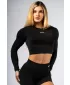 Nahtloses Crop-Top mit langen Ärmeln POWER 892 BLACK Nebbia