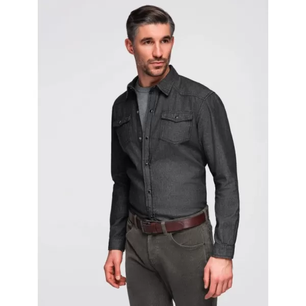 Herrenhemd OMBRE OM-SHDS-0210 SCHWARZ 