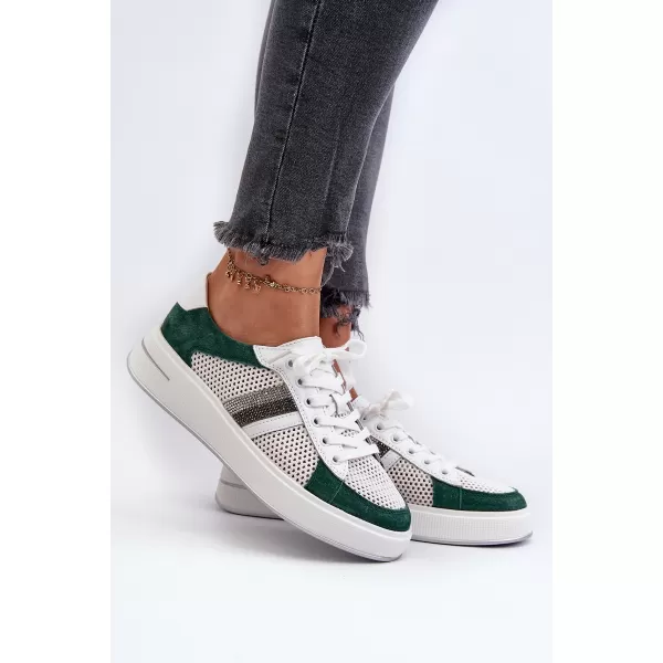  Damen-Sneaker D&A LR110 WEIß/GRÜN 