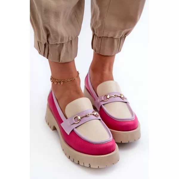  Damenmokassins ZAZOO 3475 BEIGE/FUCHSIA/FLIEDER 