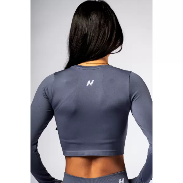 Nahtloses Crop-Top mit langen Ärmeln POWER 892 GREY Nebbia 