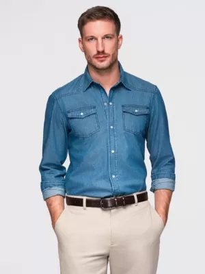 Herrenhemd OMBRE OM-SHDS-0210 BLAU