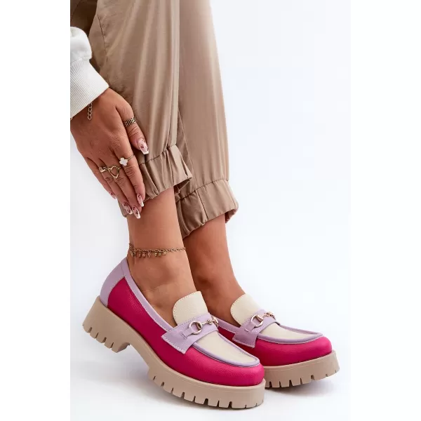  Damenmokassins ZAZOO 3475 BEIGE/FUCHSIA/FLIEDER 