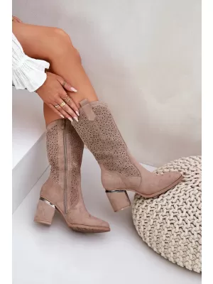 Damenstiefel S.BARSKI HY51-238 BEIGE