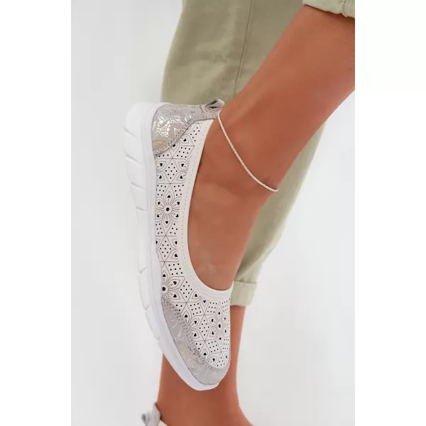  Ballerinas für Damen S.BARSKI GR61-5973 WEIß 