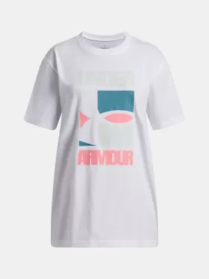Mädchen-T-Shirt UNDER ARMOUR UA G BLOCK LOGO OS SS 6009720-100 WEIß