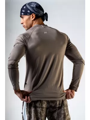 Nahtloses T-Shirt mit langen Ärmeln POWER 901 LIGHT BROWN ASH Nebbia