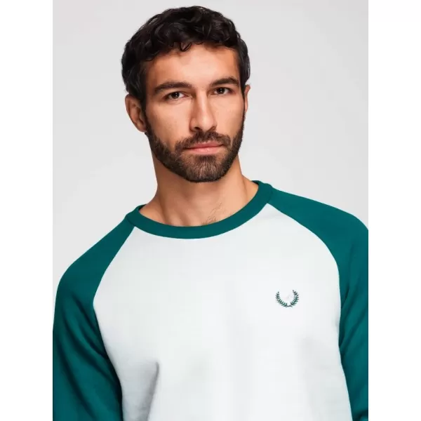  Herren-Sweatshirt OMBRE OM-SSNZ-0239 CREMEFARBEN UND DUNKELGRÜN 