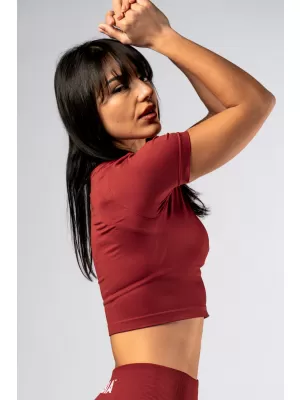 Nahtloses Crop-Top mit kurzen Ärmeln POWER 891 RED Nebbia