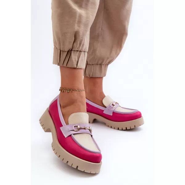  Damenmokassins ZAZOO 3475 BEIGE/FUCHSIA/FLIEDER 