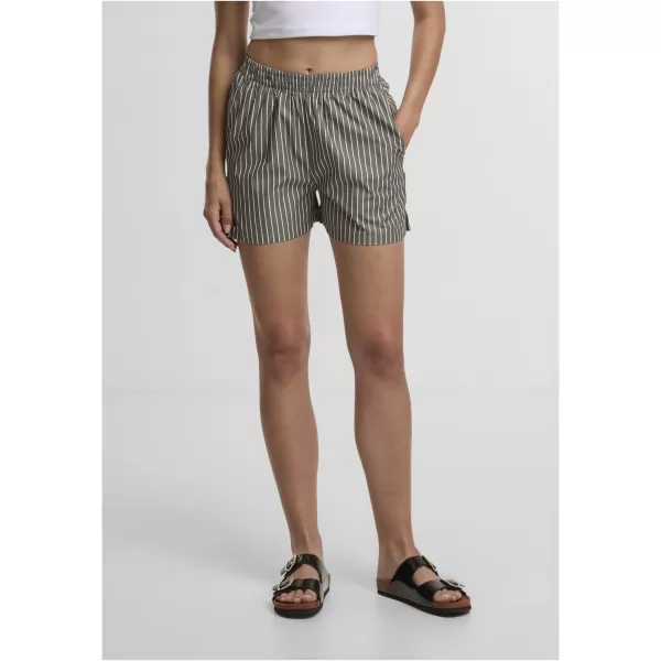  Damen-Shorts URBAN CLASSICS TB6845 OLIV/WEIß 