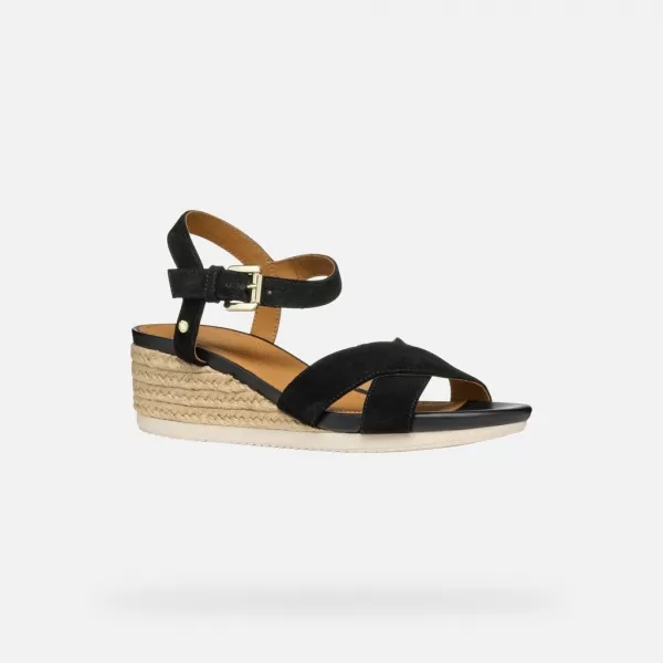  Damensandalen GEOX ISCHIA CORDA G000706 SCHWARZ 