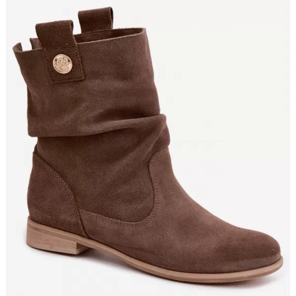  Damen-Stiefeletten ZAZOO 4210 BRAUNES WILDLEDER 