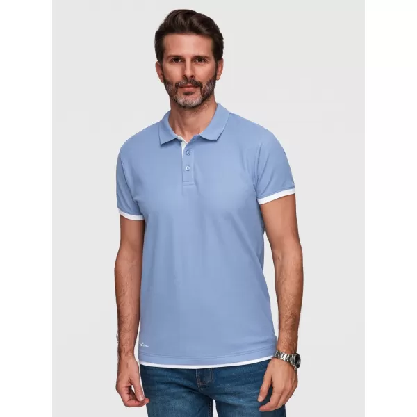  Herren-T-Shirt mit Kragen OMBRE OM-POSS-0170 BLAU 