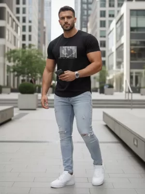 Herren-T-Shirt DSTREET NX5014R SCHWARZ