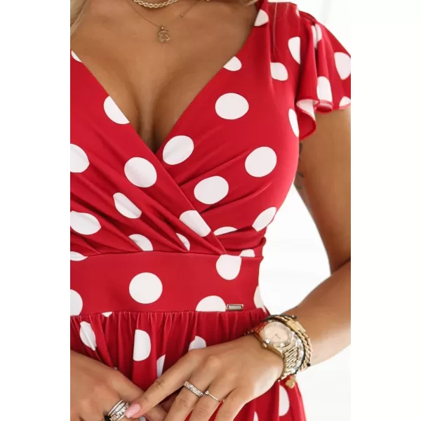  Kleid NUMOCO 425-15 BURGUNDERROT MIT TUPFEN 