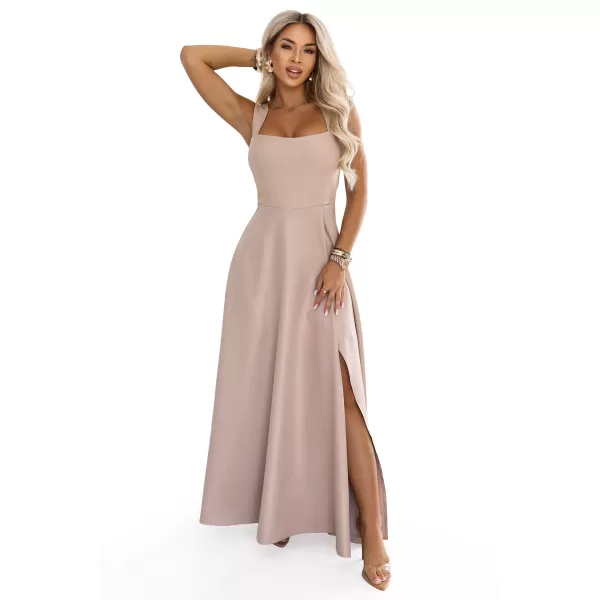  Kleid NUMOCO 633-5 DUNKLES BEIGE MIT GLITZER 