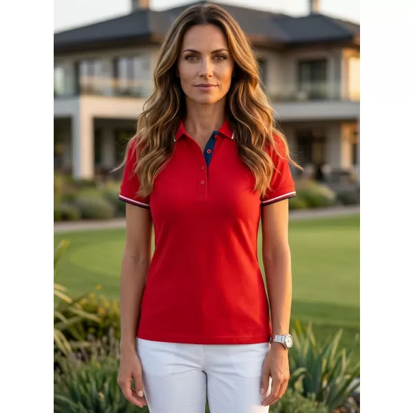  Damen-T-Shirt mit Kragen MALFINI FOCUS 233 ROT 