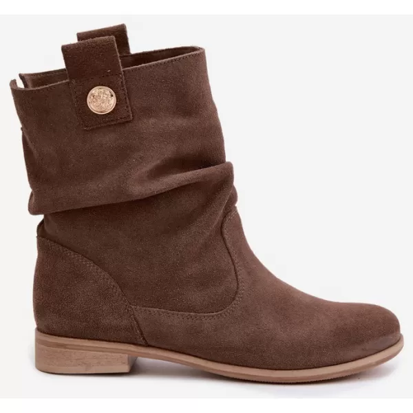  Damen-Stiefeletten ZAZOO 4210 BRAUNES WILDLEDER 