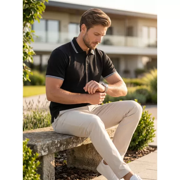  Herren-T-Shirt mit Kragen MALFINI FOCUS 232 SCHWARZ 