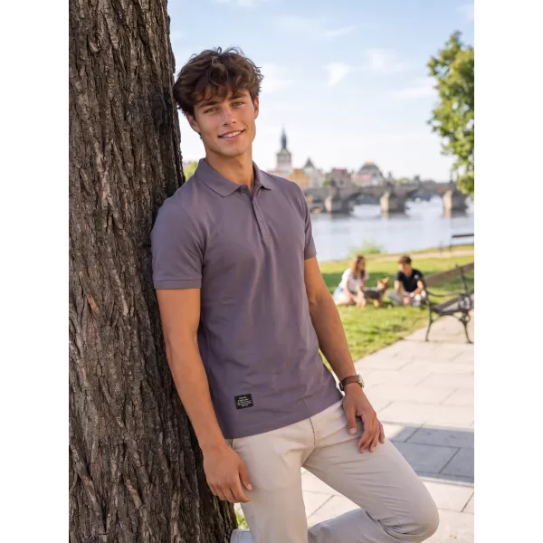  Herren-T-Shirt mit Kragen ALTISPORT NP/ALMST90601 SCHIEFERGRAU 