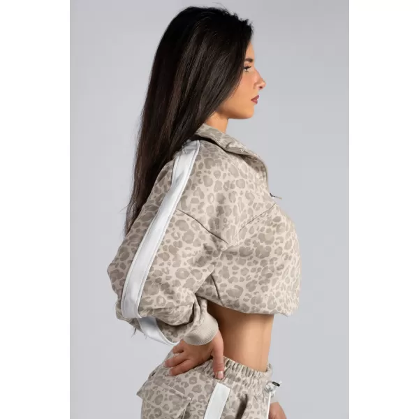  Sweatshirt mit halbem Reißverschluss und Leopardenmuster NEBBIA PRIMAL 866 CREMEFARBENER LEOPARD 