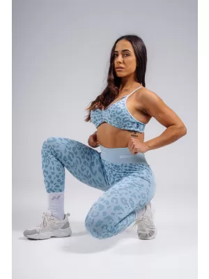 Sport-BH mit mittlerem Halt und Leopardenmuster NEBBIA PRIMAL 854 BLAUER LEOPARD