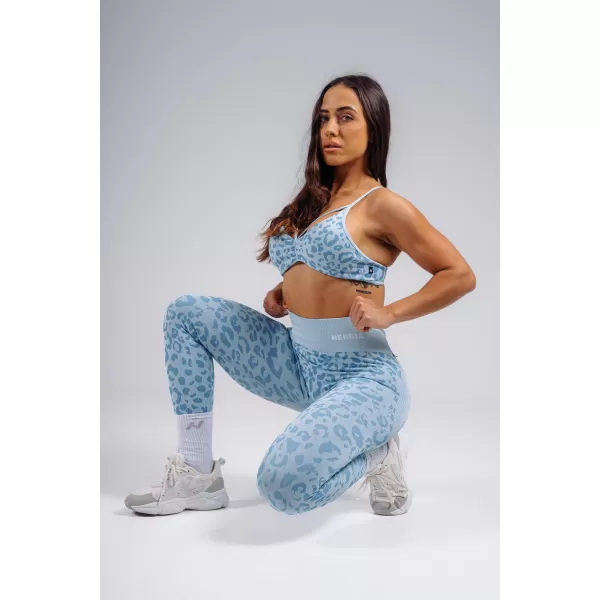  Sport-BH mit mittlerem Halt und Leopardenmuster NEBBIA PRIMAL 854 BLAUER LEOPARD 