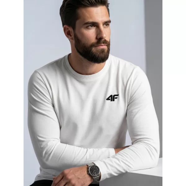  Herren-T-Shirt mit langen Ärmeln 4F WMM00TLONM611 WEIß 